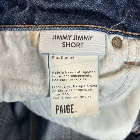 Paige Jimmy Jimmy Cuffed Blue Denim Distressed Jean Shorts Size 28 - Picture 10 of 11